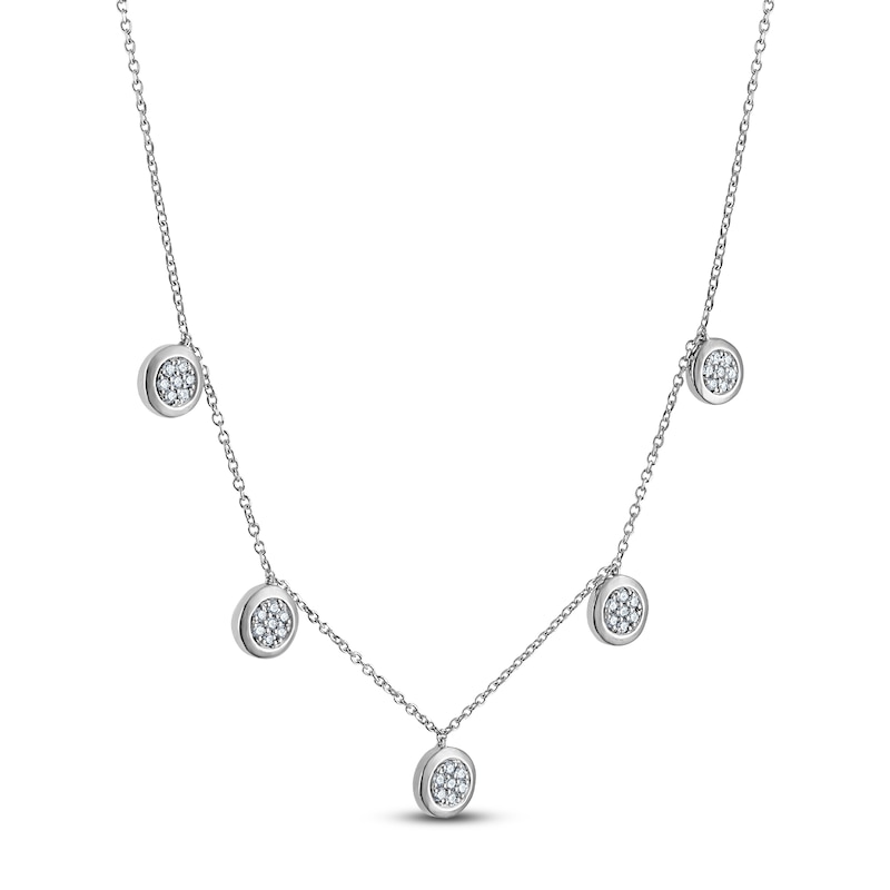 Multi-Diamond Station Drop Necklace 1/4 ct tw Sterling Silver 20"