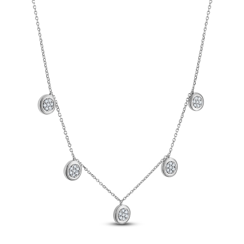Main Image 2 of Multi-Diamond Station Drop Necklace 1/4 ct tw Sterling Silver 20"
