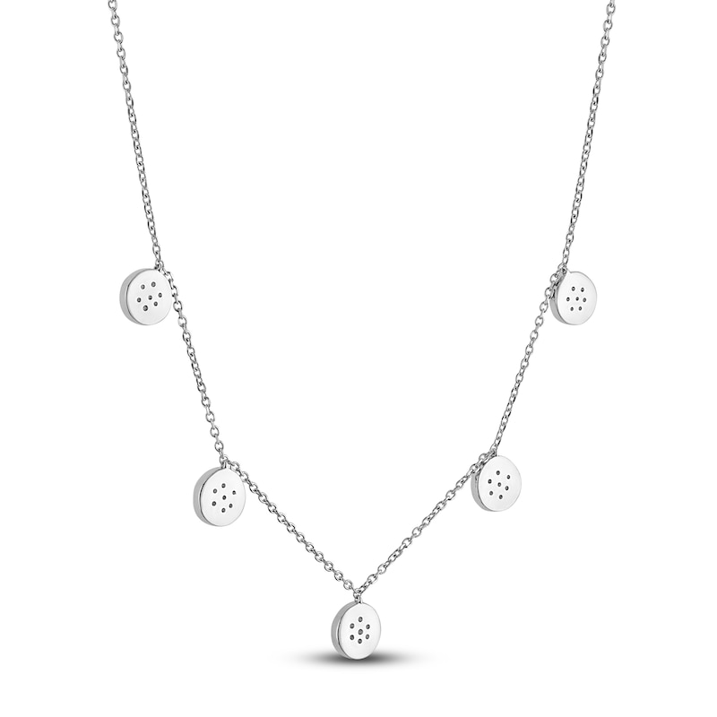 Main Image 3 of Multi-Diamond Station Drop Necklace 1/4 ct tw Sterling Silver 20"