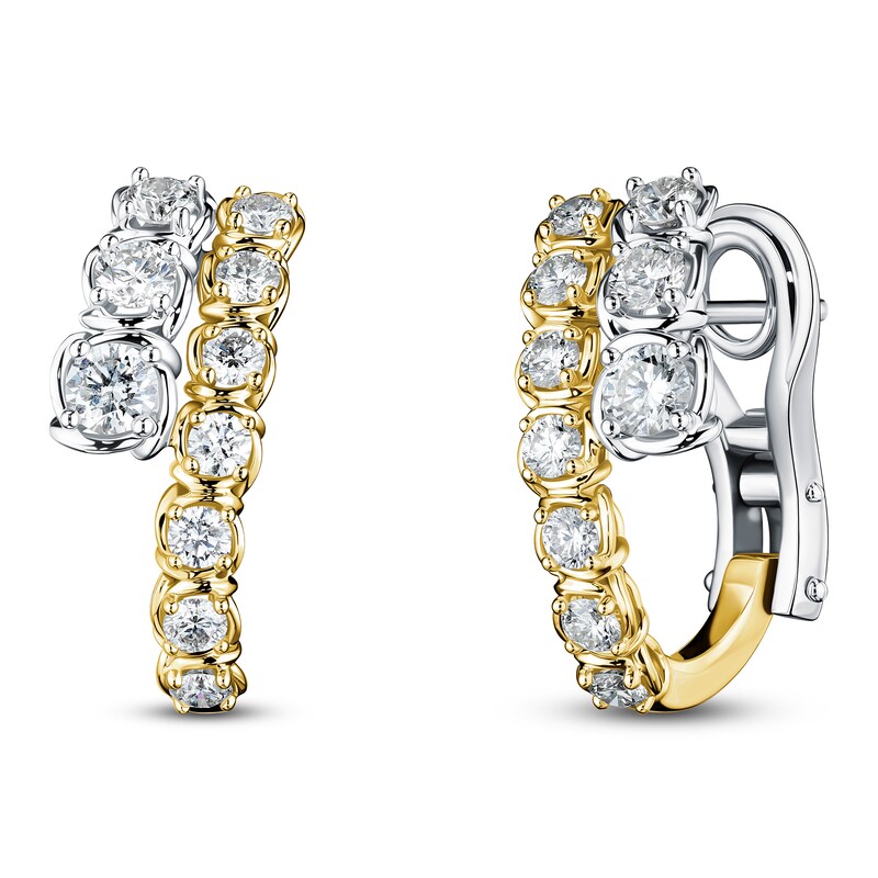 Main Image 1 of Matinee by A Link Diamond Hoop Earrings 1-1/8 ct tw 18K Two-Tone Gold