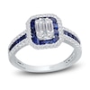 Thumbnail Image 1 of Kallati Natural Blue Sapphire & Diamond Double Frame Ring 1/2 ct tw 14K White Gold