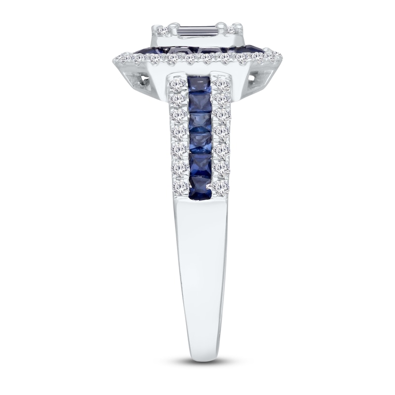 Main Image 2 of Kallati Natural Blue Sapphire & Diamond Double Frame Ring 1/2 ct tw 14K White Gold