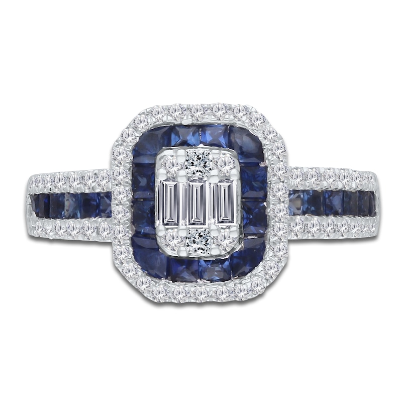 Main Image 3 of Kallati Natural Blue Sapphire & Diamond Double Frame Ring 1/2 ct tw 14K White Gold