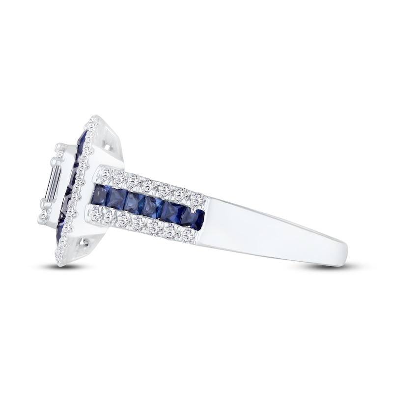 Main Image 4 of Kallati Natural Blue Sapphire & Diamond Double Frame Ring 1/2 ct tw 14K White Gold