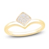 Thumbnail Image 1 of Diamond Pavé-Set Shield Chevron Ring 1/15 ct tw 14K Yellow Gold
