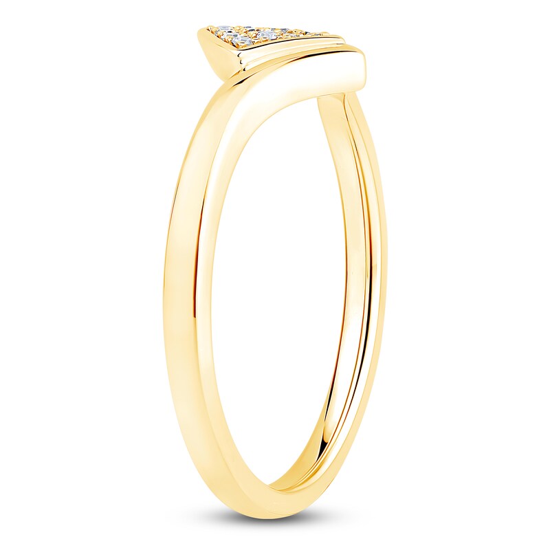 Main Image 2 of Diamond Pavé-Set Shield Chevron Ring 1/15 ct tw 14K Yellow Gold