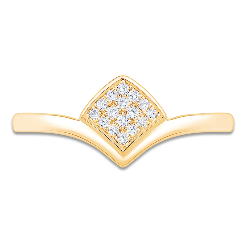 Main Image 3 of Diamond Pavé-Set Shield Chevron Ring 1/15 ct tw 14K Yellow Gold