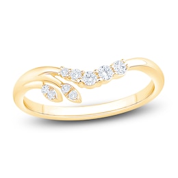 Diamond Graduated Contour Leaf Ring 1/6 ct tw 14K Yellow Gold