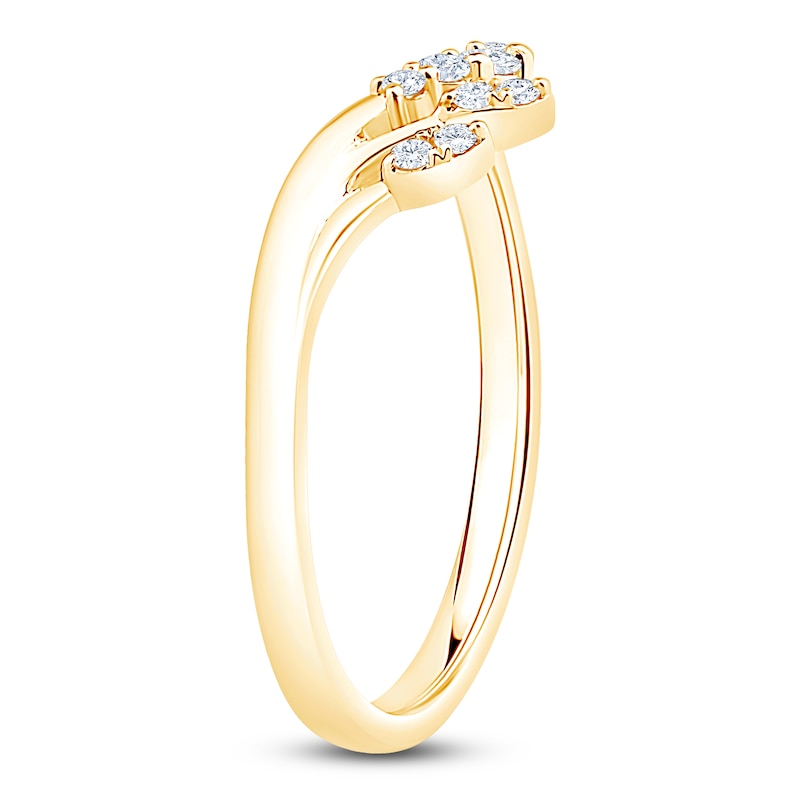 Main Image 2 of Diamond Graduated Contour Leaf Ring 1/6 ct tw 14K Yellow Gold