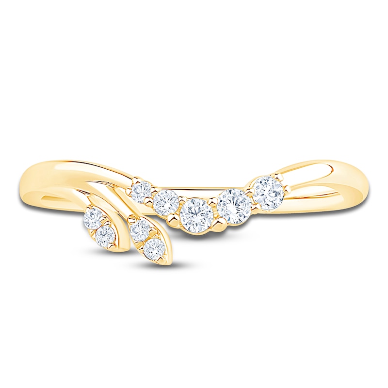 Main Image 3 of Diamond Graduated Contour Leaf Ring 1/6 ct tw 14K Yellow Gold