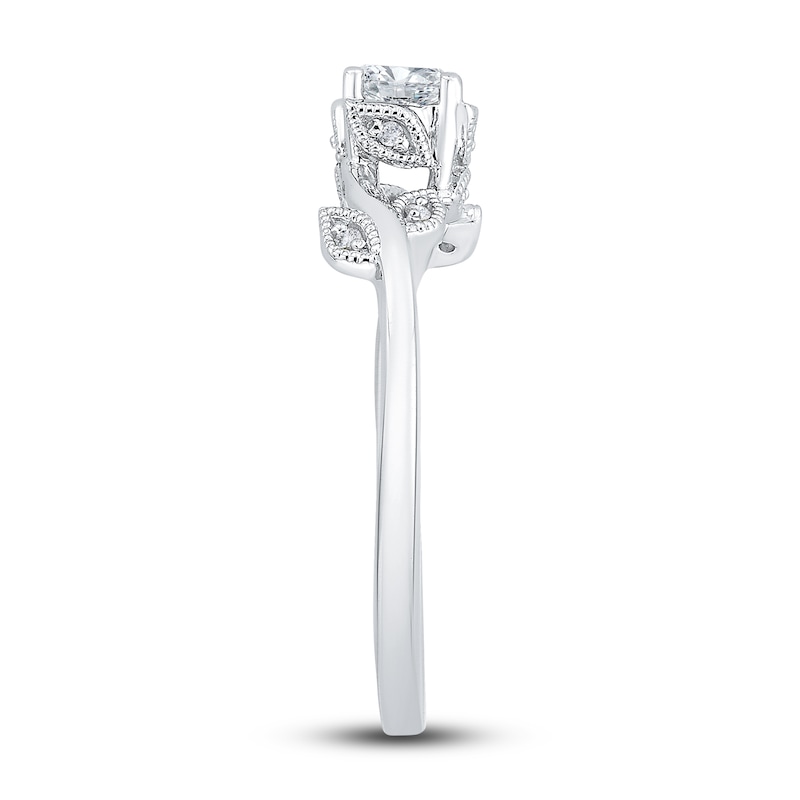 Main Image 2 of Diamond Engagement Ring 3/8 ct tw Cushion/Round 14K White Gold