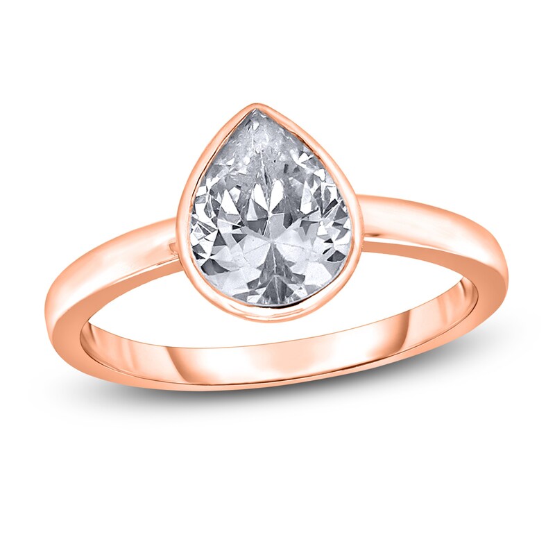 Main Image 1 of Diamond Solitaire Engagement Ring 2 ct tw Bezel-Set Pear-cut 14K Rose Gold (I2/I)