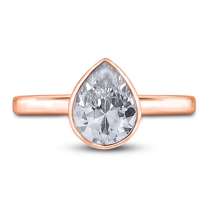 Main Image 3 of Diamond Solitaire Engagement Ring 2 ct tw Bezel-Set Pear-cut 14K Rose Gold (I2/I)