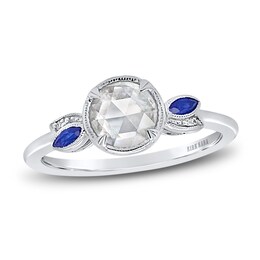Kirk Kara Natural Blue Sapphire Engagement Ring 1/2 ct tw Rose-cut 14K White Gold