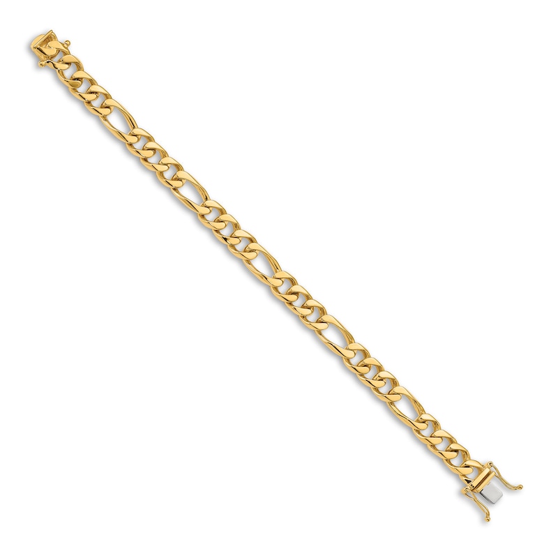 Main Image 2 of Men's Solid Figaro Chain Bracelet 14K Yellow Gold 9.0mm 8"