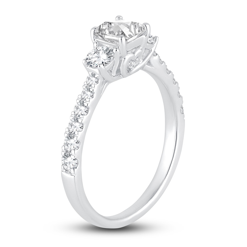 Main Image 2 of Diamond 3-Stone Engagement Ring 1-1/4 ct tw Princess/Round 14K White Gold