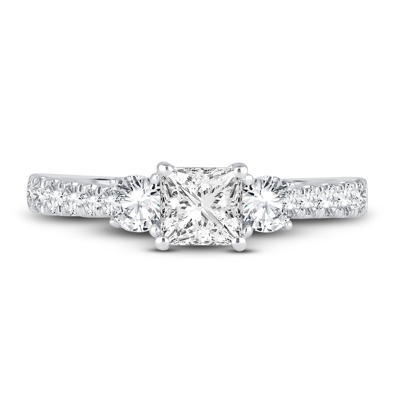 Main Image 3 of Diamond 3-Stone Engagement Ring 1-1/4 ct tw Princess/Round 14K White Gold