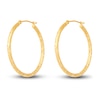 Thumbnail Image 2 of Diamond-Cut Round Tube Hoop Earrings 14K Yellow Gold 30mm