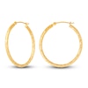 Thumbnail Image 2 of Diamond-Cut Round Tube Hoop Earrings 14K Yellow Gold