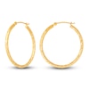 Thumbnail Image 3 of Diamond-Cut Round Tube Hoop Earrings 14K Yellow Gold 30mm