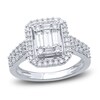 Diamond Engagement Ring 1 ct tw Round/Baguette 14K White Gold
