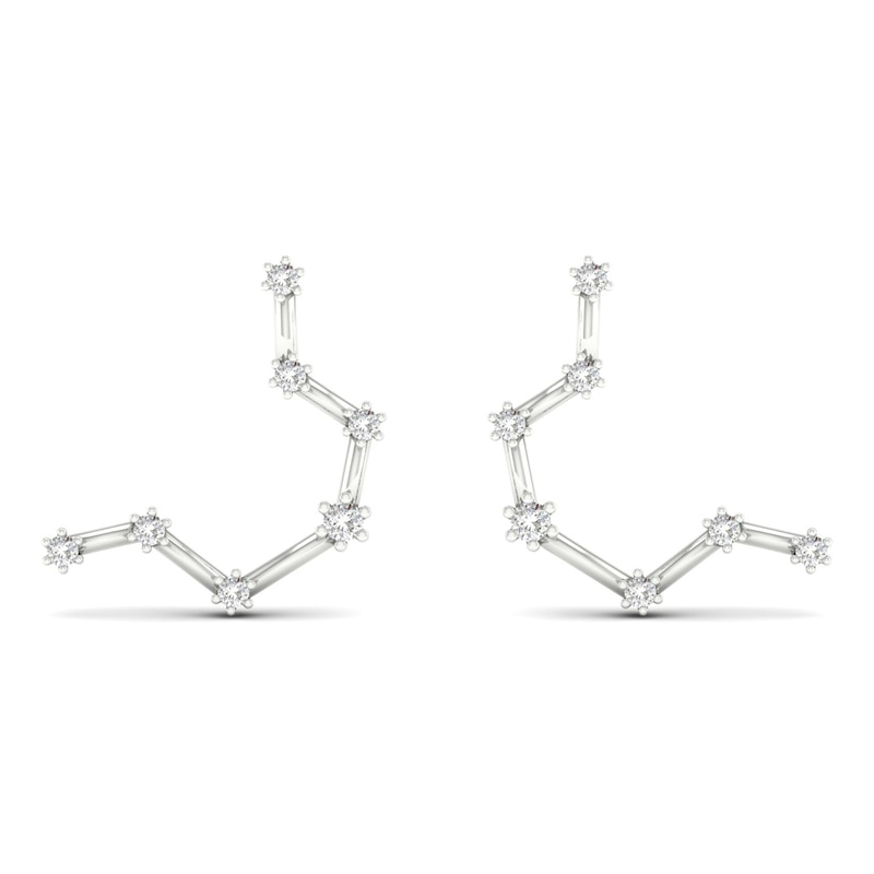 Main Image 1 of Diamond Aquarius Constellation Earrings 1/8 ct tw Round 14K White Gold