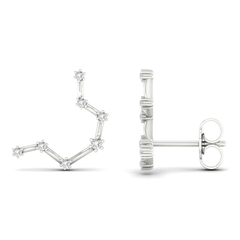 Main Image 2 of Diamond Aquarius Constellation Earrings 1/8 ct tw Round 14K White Gold