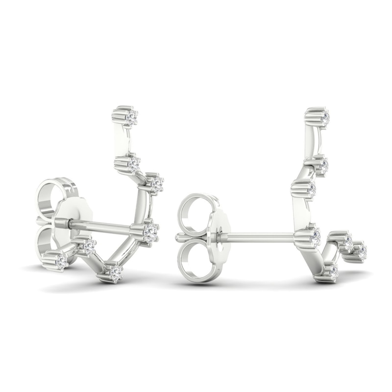 Main Image 3 of Diamond Aquarius Constellation Earrings 1/8 ct tw Round 14K White Gold