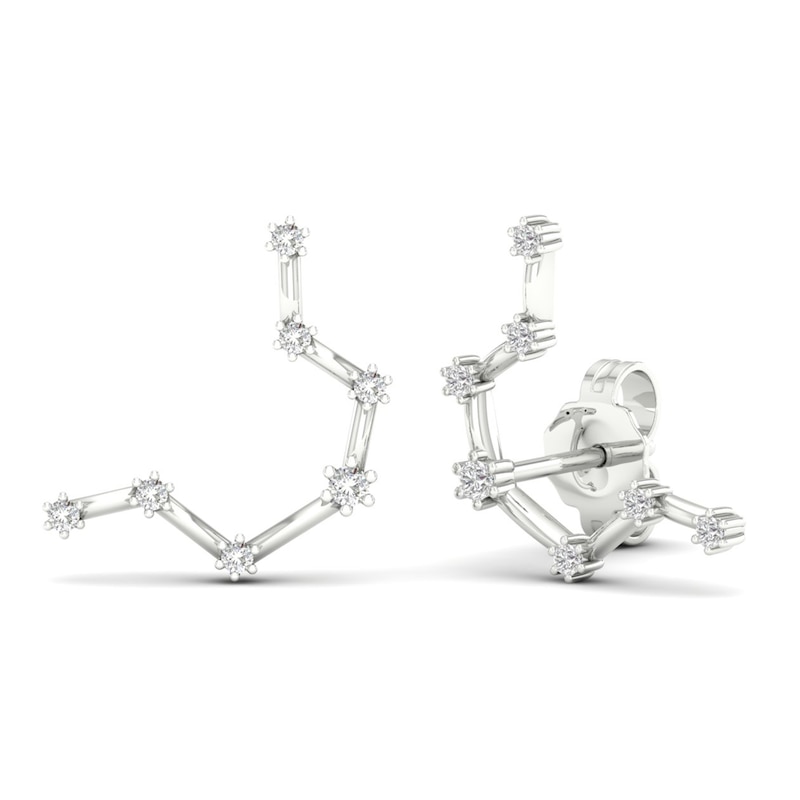 Main Image 4 of Diamond Aquarius Constellation Earrings 1/8 ct tw Round 14K White Gold