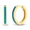 Huggie Earrings Turquoise Enamel 14K Yellow Gold