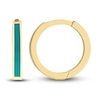 Huggie Earrings Turquoise Enamel 14K Yellow Gold