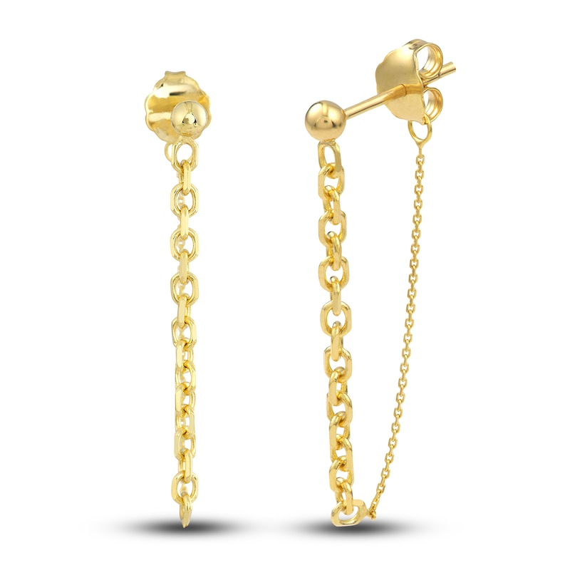 Cable Chain Drop Earrings 14K Yellow Gold