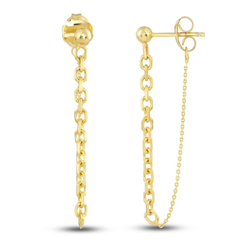 Cable Chain Drop Earrings 14K Yellow Gold