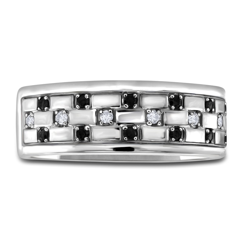 Main Image 3 of Men's Black & White Diamond Anniversary Ring 1/4 ct tw Round 14K White Gold