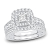 Thumbnail Image 0 of Diamond Double Halo Bridal Set 1-1/2 ct tw Princess/Round 14K White Gold