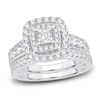 Thumbnail Image 1 of Diamond Double Halo Bridal Set 1-1/2 ct tw Princess/Round 14K White Gold
