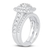 Thumbnail Image 1 of Diamond Double Halo Bridal Set 1-1/2 ct tw Princess/Round 14K White Gold