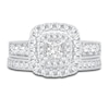 Thumbnail Image 3 of Diamond Double Halo Bridal Set 1-1/2 ct tw Princess/Round 14K White Gold