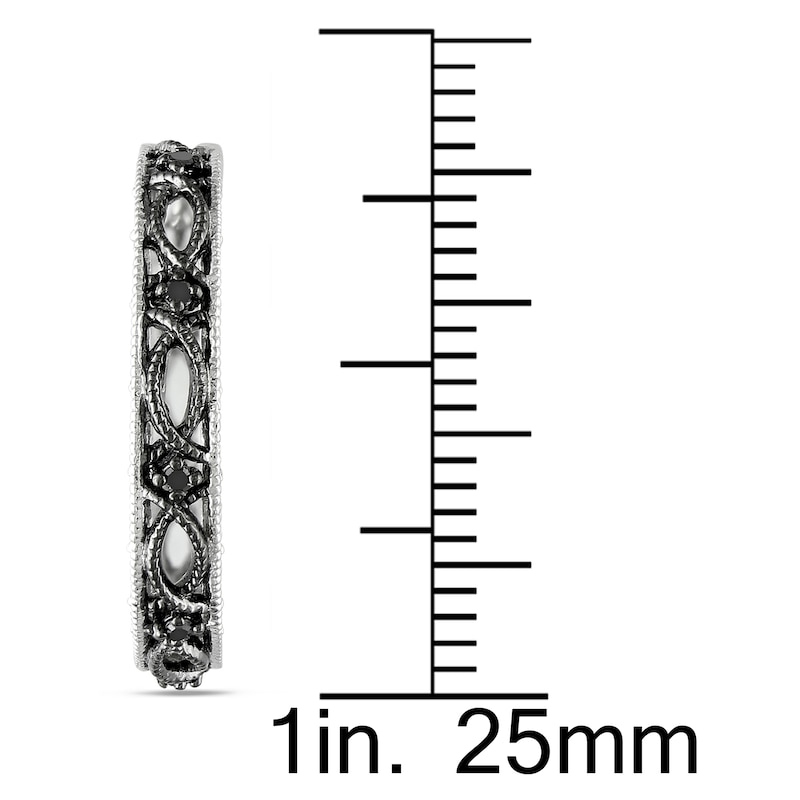 Main Image 2 of Black Diamond Hoop Earrings 1/10 ct tw Round Sterling Silver