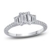 Thumbnail Image 1 of Diamond 3-Stone Engagement Ring 1-1/10 ct tw Emerald/Round Platinum
