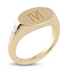 Thumbnail Image 1 of Juliette Maison Diamond Engravable Initial Signet Ring 1/8 ct tw Round 10K Yellow Gold