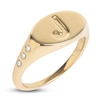 Thumbnail Image 3 of Juliette Maison Diamond Engravable Initial Signet Ring 1/8 ct tw Round 10K Yellow Gold