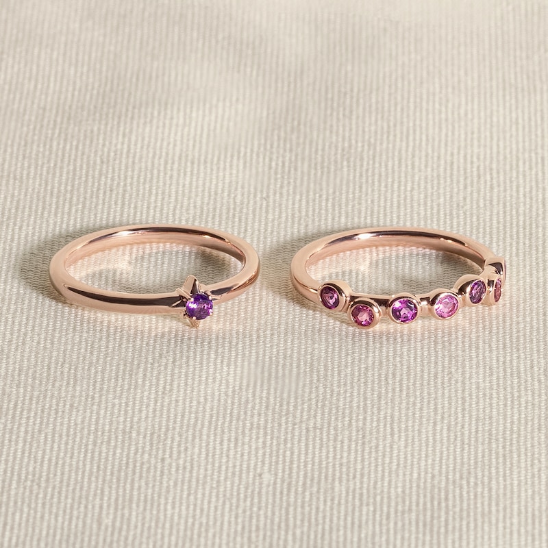 Main Image 4 of Juliette Maison Natural Pink Tourmaline & Natural White Sapphire Ring 10K Yellow Gold