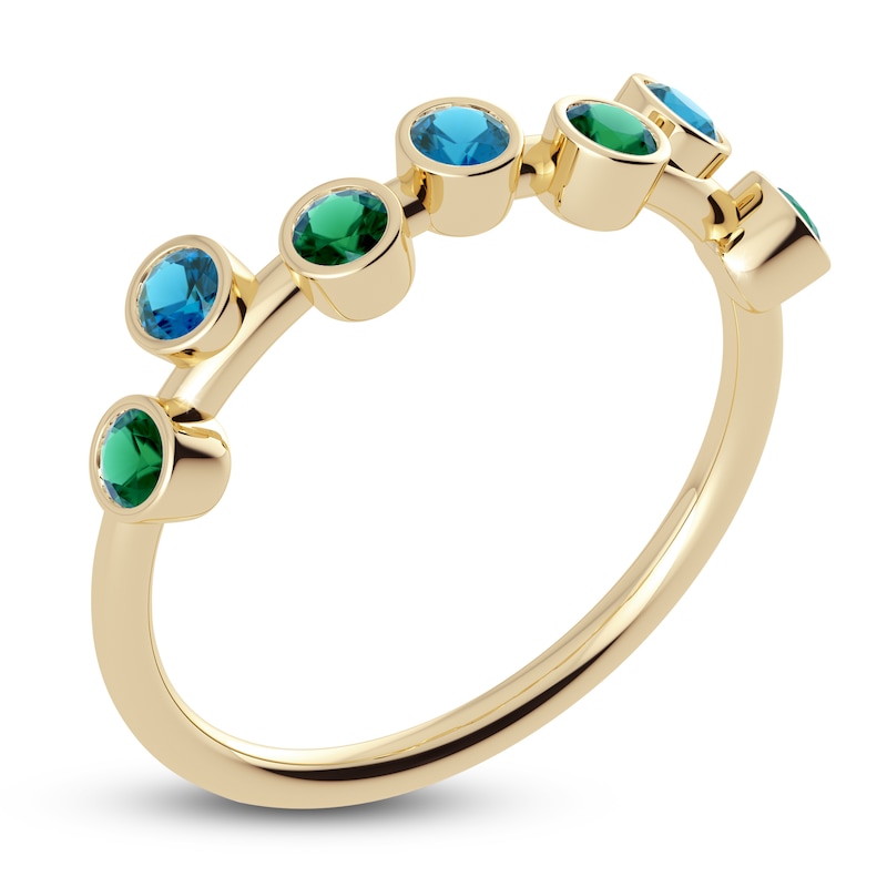 Main Image 2 of Juliette Maison Natural Blue Zircon & Natural Emerald Ring 10K Yellow Gold