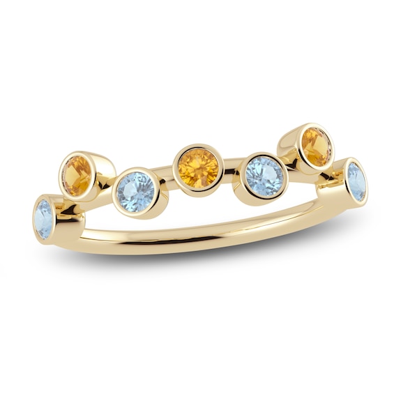 Juliette Maison Natural Citrine & Natural Aquamarine Ring 10K Yellow Gold