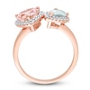 Thumbnail Image 2 of Natural Aquamarine & Natural Morganite Heart Ring 1/5 ct tw Diamonds 14K Rose Gold