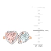 Thumbnail Image 3 of Natural Aquamarine & Natural Morganite Heart Ring 1/5 ct tw Diamonds 14K Rose Gold