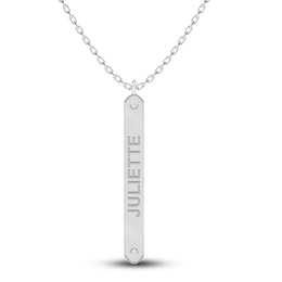 Juliette Maison Diamond Engravable Pendant Necklace Diamond Accents 10K White Gold