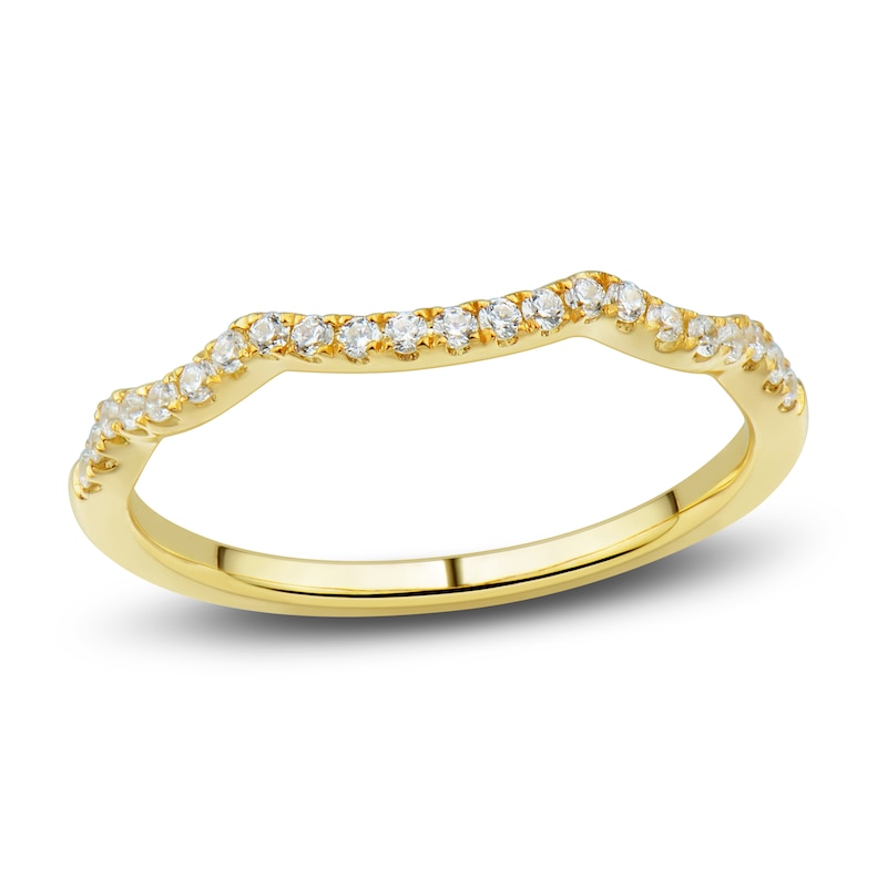 Main Image 1 of Diamond Contour Wedding Band 1/6 ct tw Round 14K Yellow Gold