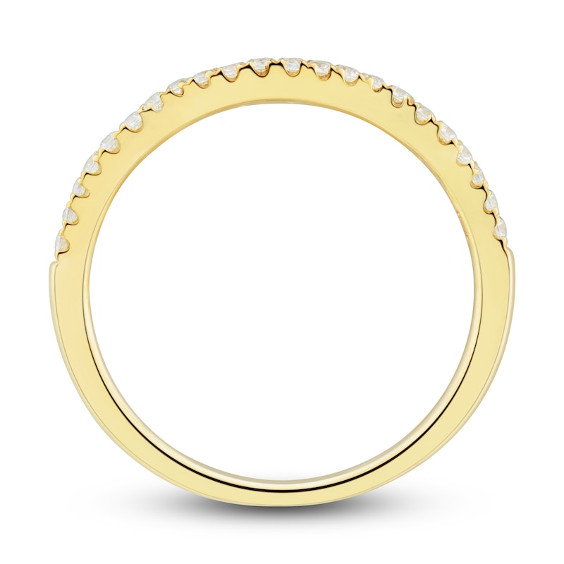 Main Image 3 of Diamond Contour Wedding Band 1/6 ct tw Round 14K Yellow Gold